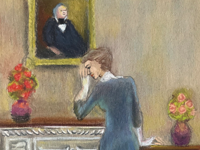 Миссис Спарсит прощается с портретом